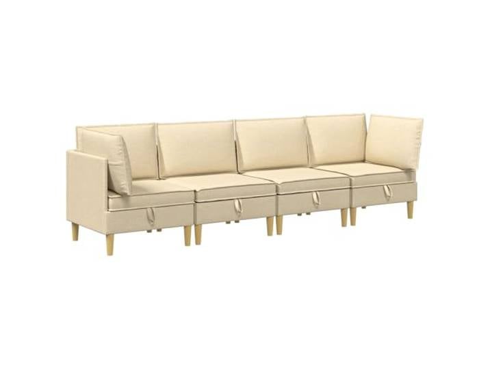Makastle Modulares Sofa Set mit Stauraum 4-Sitzer Creme Stoff