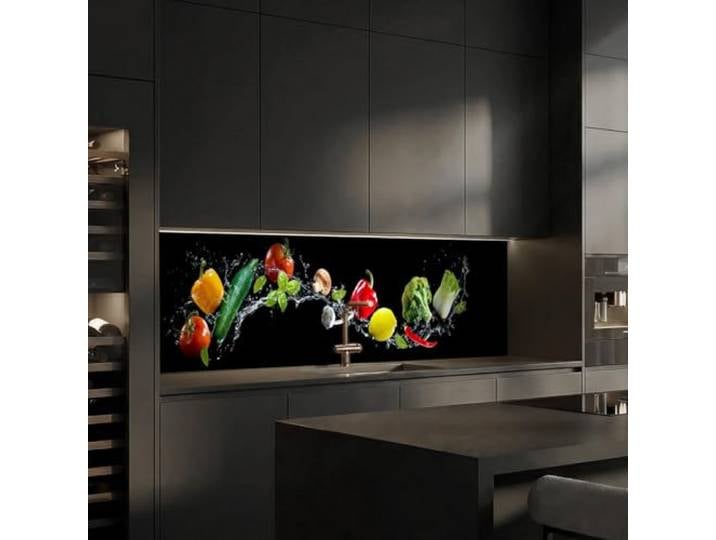 dedeco Küchenrückwand Obst & Gemüse V1 220x60cm Acrylglas 3mm Spritzschutz Wasserfeste Küchenrückwand, 3 mm Acrylglas – fugenloser Fliesenersatz, pflegeleicht, Spritzschutz für Herd & Spüle