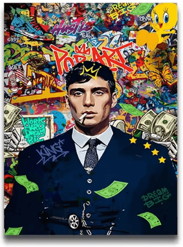 Inspire Picks 80s Gangster Graffiti Wall Art Retro Urban Street Canvas Poster yellow 40x60cm Unframed