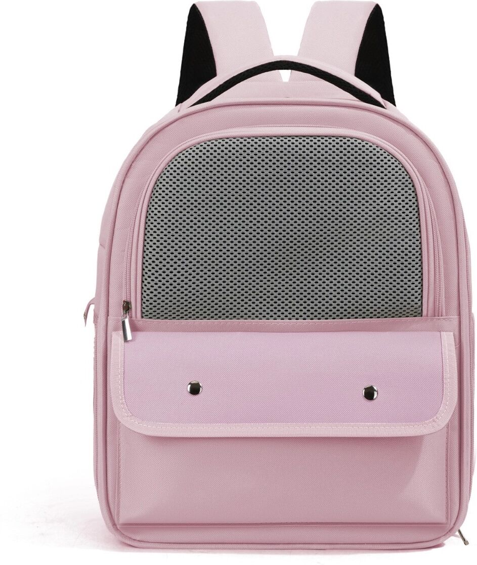 INF Haustier-Rucksack mit Fütterungsfenster und atmungsaktivem Netz – Multi-Carry Oxford-Stoff + Polyester für Katzen und Rosa