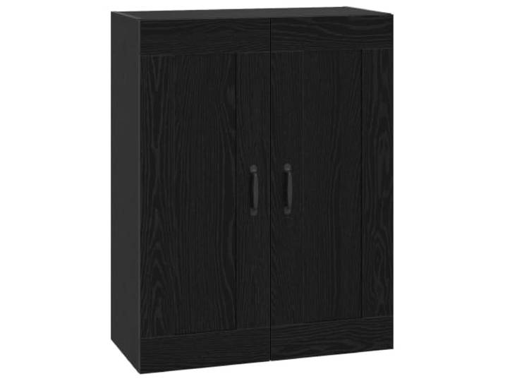 PUGYNBK Wandschrank, Eiche, Schwarz, 69,5 x 34 x 90 cm, mit Tür Feuchtigkeitsbeständiges Holz, linke oder rechte Wendetür, drei geräumige Fächer, Wandmontage spart