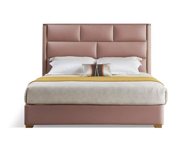 Xlmoebel Polsterbett XLMOEBEL Polsterbett in Rosa mit hochwertiger Lederverarbeitung, Made in Europa