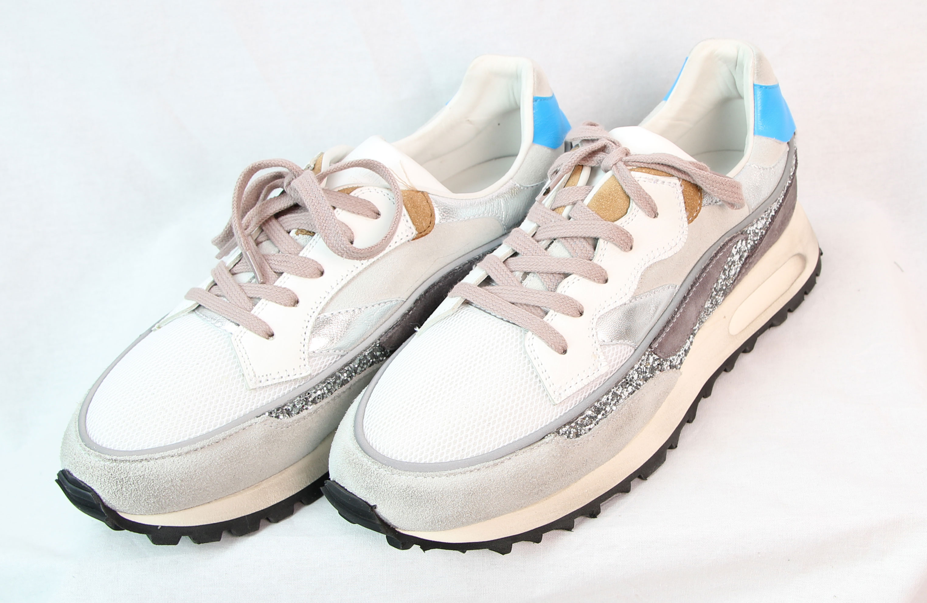 Hidnander Threedome Damen Sneaker Laufschuhe Sport grau Glitzer Grösse 37
