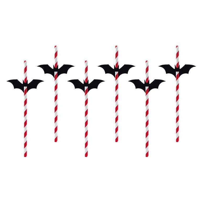 Partydeco Strohhalme Fledermäuse 24 cm, 6 Stk. (6x) (SLH2)