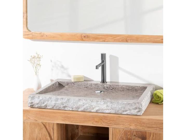Wanda collection - Grande Vasque 70cm à Poser Rectangle en Pierre marbre Cosy Gris