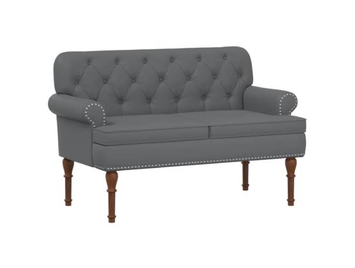 VIHHQGC Loveseat with Button Tufting Gray 120 x 65 x 77 cm Faux Leather Kautschukholzbeine, Holzwerkstoffrahmen, Schaumstoff-Polsterung, Polyester-Velours, flexible Nutzung in Schlafzimmer und