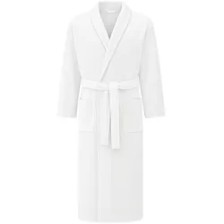 Bademantel mit Gürtel Weiss Größe L Velours Schalkragen unisex