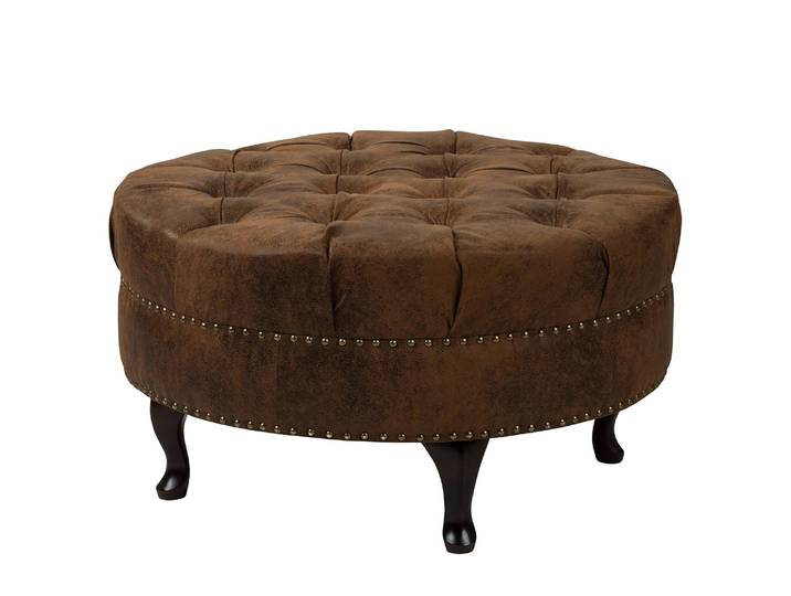 Polsterhocker Dale 80 x 80 x 45cm Braun Microfaser Goda: Schokoladenbraun