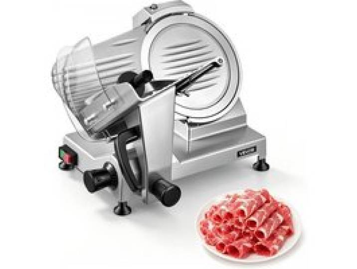 VEVOR Elektrische Aufschnittmaschine 250 mm Klinge, 240 W Allesschneider Fleischschneidemaschine mit Integriertem Schärfer und 0-12 mm Einstellbarer Schnittstärke, für Gefrorenes Fleisch Schinken