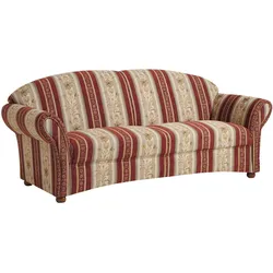 SOFA Landhaus 2,5-Sitzer Kama Bezug Chenille Natur/Rot gestreift