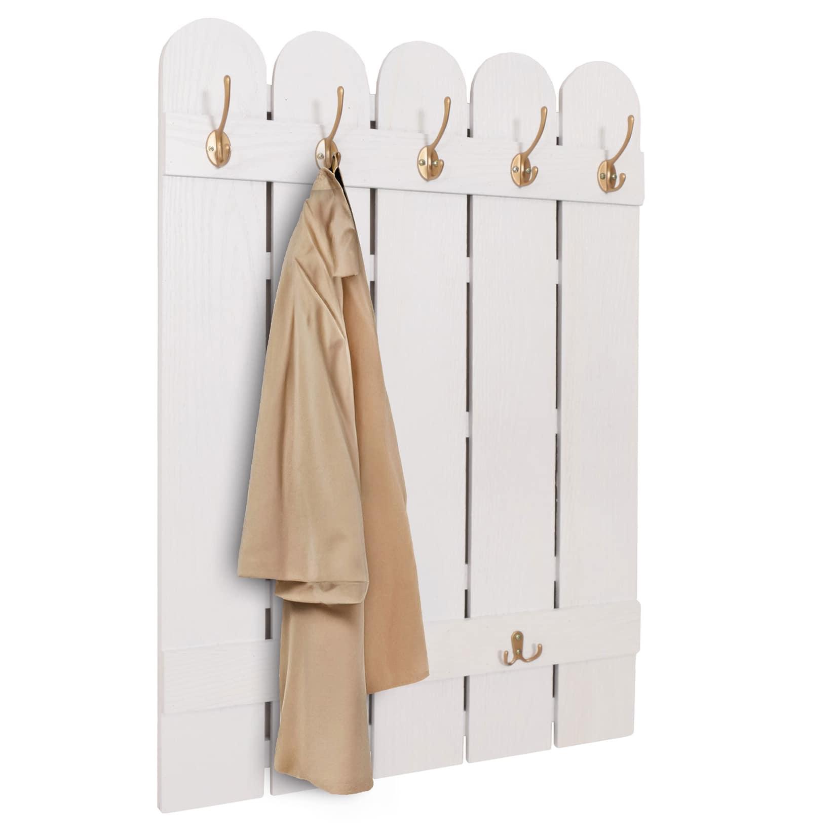 Wandgarderobe MCW-N95, Garderobe Garderobenpaneel, Paulownia 7 Haken 86x60cm ~ weiß