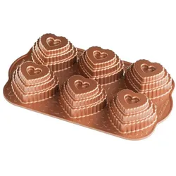 Nordic Ware Tiered Heart Cakelet Pan, Backform, Gold