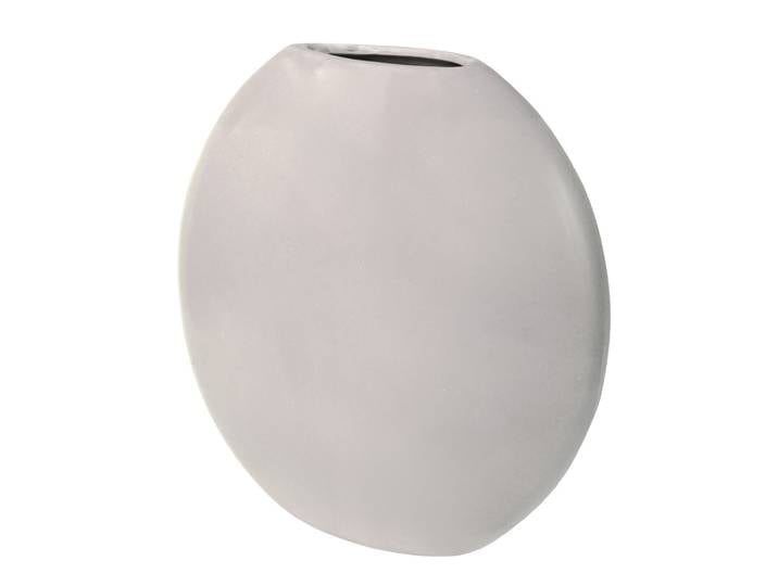 Vase aus Steingut, edle Blumenvase lasiert, grau, 26 x 8 x 31 cm