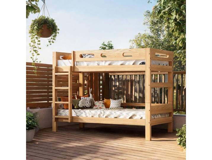 Lit superposé évolutif en pin massif naturel divisible en 2 lits simples 90x200 cm