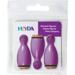 6x Heyda, Stempel, Mini Stempel Gesichter 1,2cm VE=3 Stück violett