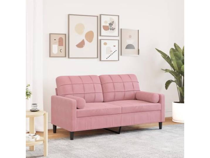 pokgdf 2-Sitzer-Sofa Rosa 140 cm Samt Metallgestell, Dick Polsterung, Abnehmbare Bezuege, Modern Design