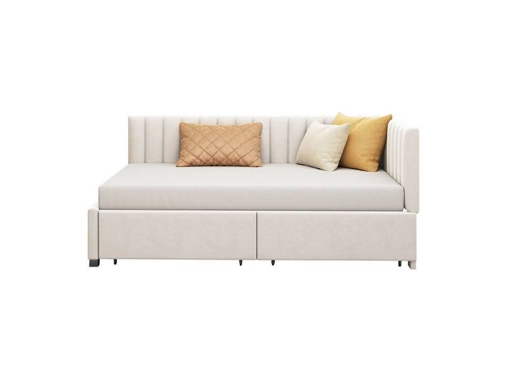 REDOM Polsterbett Schlafsofa, Multifunktionsbett (90x200 cm, mit Stauraumschubladen und Lattenrost hautfreundlicher Samtstoff), ohne Matratze