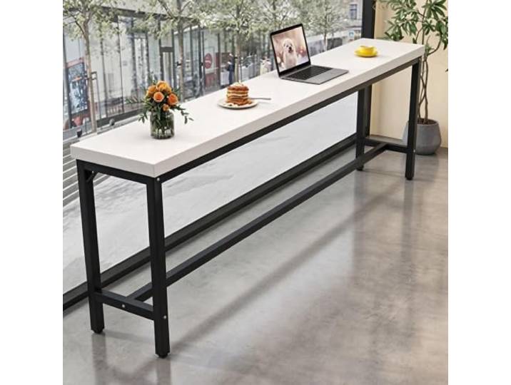 CFMAIF Bartisch, rechteckiger schmaler Bartisch Thekentisch, Bistrotisch Konsolentisch Schmaler Sofatisch, Esstisch, Küchentisch(White,55.1 Lx15.7 W)