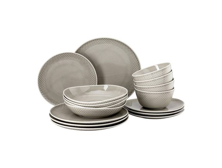 Rosenthal Kombiservice Junto, Grau, Keramik, 16-teilig, 620 ml, 31.7x28.1x32 cm, DIN EN ISO 14001, DIN EN ISO 9001, Geschirr, Geschirrsets, Kombiservice