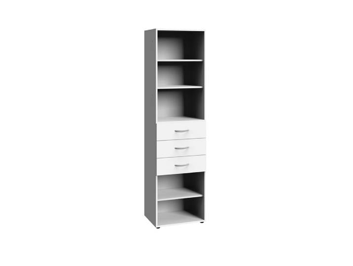 Regal, Holzwerkstoff, Weiß, 185×40×40 cm, 3 Schubladen, Klassisch/Modern, Wimex
