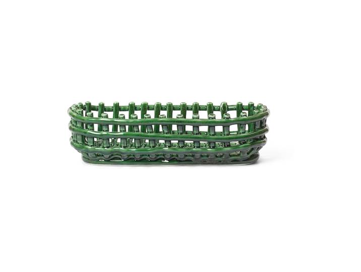 Ferm Living Panier oval tressé Ceramic 15x30 cm Emerald Green