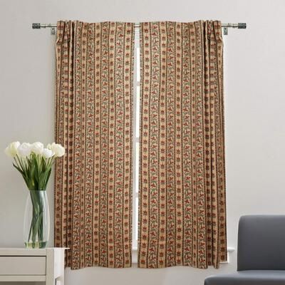 Fabdivine Floral Linen Curtain, Boho Drape, Semi Sheer Window Treatment, Hook Curtain Panel for Kidsroom