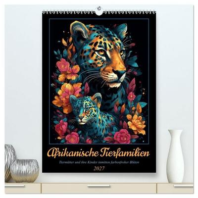 Afrikanische Tierfamilien (hochwertiger Premium Wandkalender 2027 DIN A2 hoch), Kunstdruck in Hochglanz