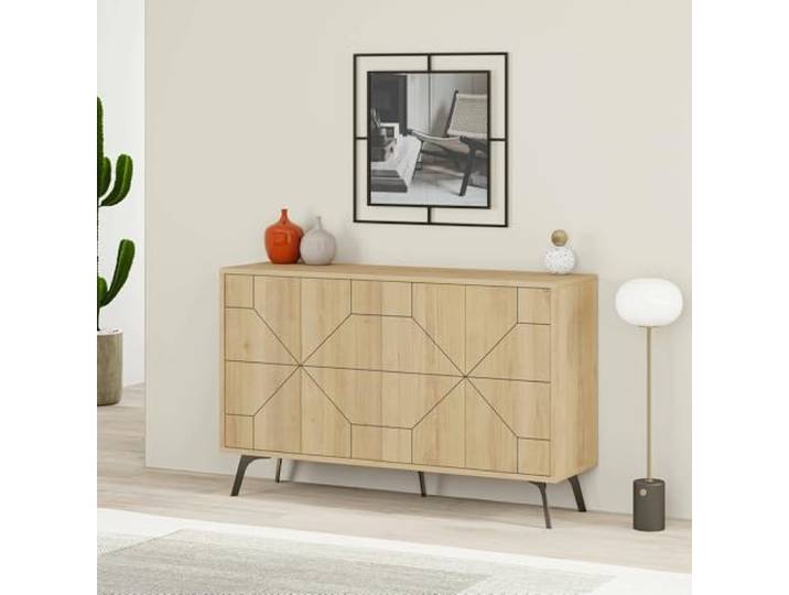 Dmore Credenza Chiron 123x35x62,4cm Braun, 4 Regale, 4 Türen