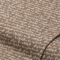 Baumwollstoff Schrift "Sina", braun/hellblau