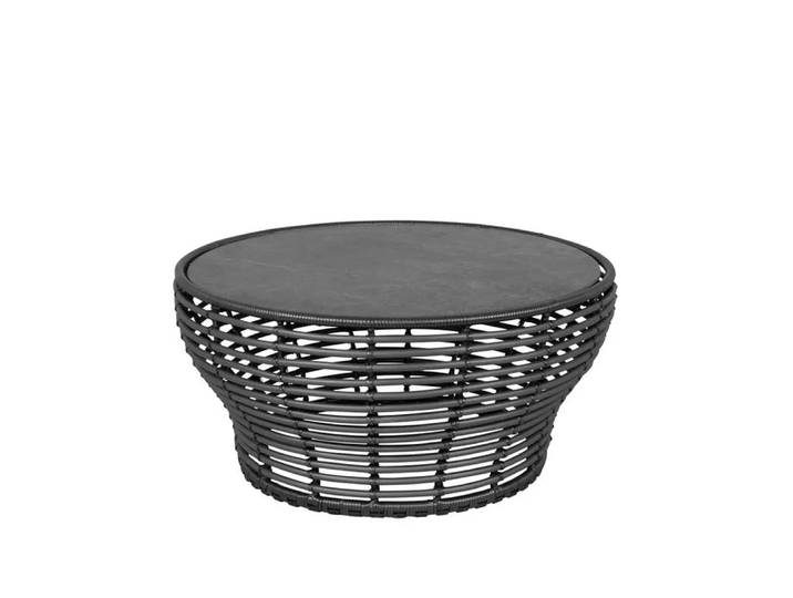Cane-line Basket Couchtisch Fossil Schwarz, groß, graues geflochtenes Untergestell
