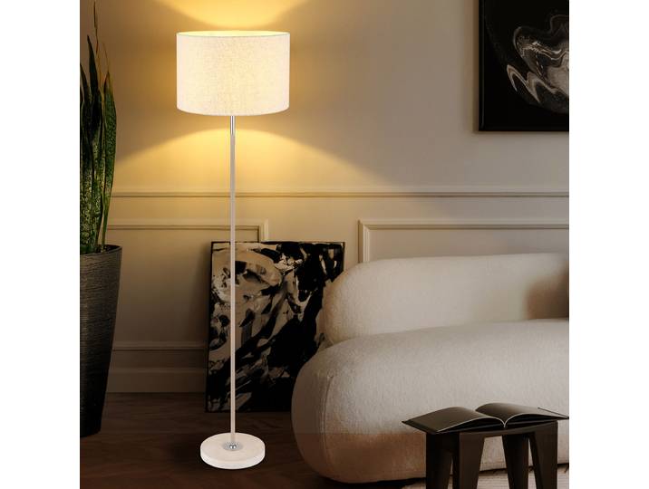 Lampadaire Deleon Ø 40cm Argenté/Jaune/Beige Tissé à plat E27