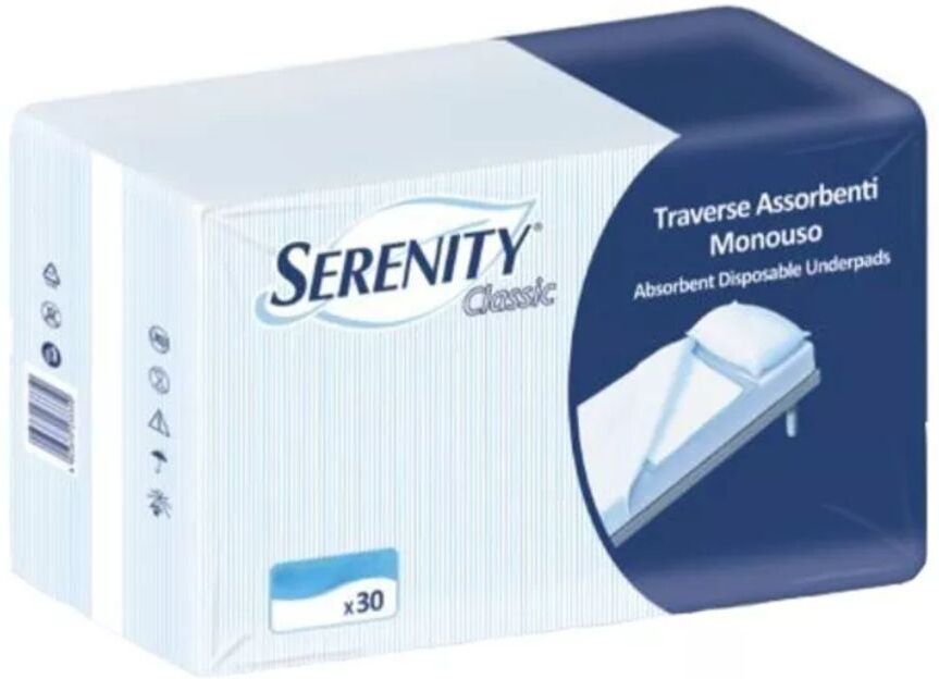 Serenity Classic Super - Traversa assorbente e impermeabile per il letto da 40x60 cm, 30 traverse