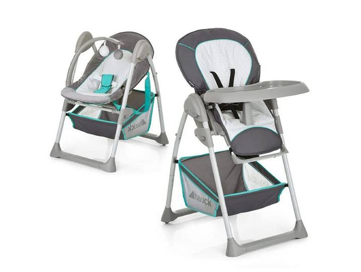 Hauck Hochstuhl Sit'n Relax - Hearts, Baby & Kinder Hochstuhl Babyliege Höhenverstellbar, Räder Klappbar