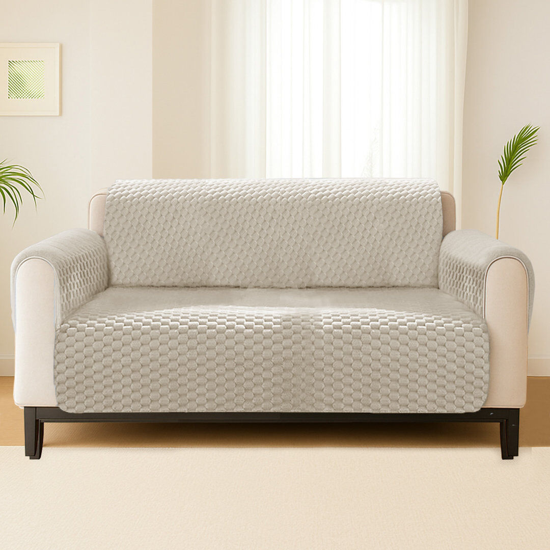 17 Stories Luxury Chunky Popcorn Thermal Sofa Protector Beige 2 Seater