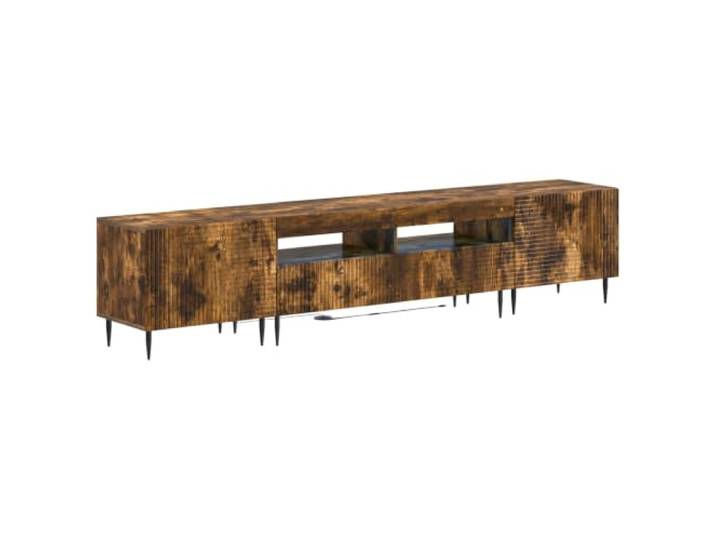 KTHLBRH LED-Fernsehschrank-Set, 3 Stück, Eiche Rauch, aus technischem Holz Flexible LED-Leuchten, 90 ° umkehrbare Anschlüsse, großer Speicher, schlankes Profil, Verwendung im Innenbereich