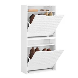 SCHUHSCHRANK Schmal, Schuhkipper Weiß 50x100x19cm