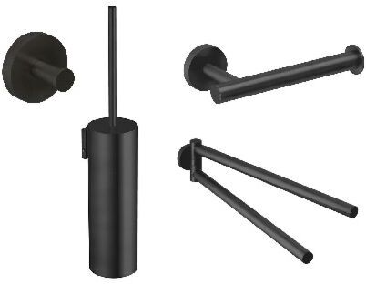 Herzbach Deep Black Bad Accessoires Set 4 teilig, schwarz matt