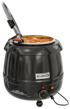 KoolMore 11.5 qt. Black Stainless Steel Commercial Soup Warmer and Removable Chafing Dish