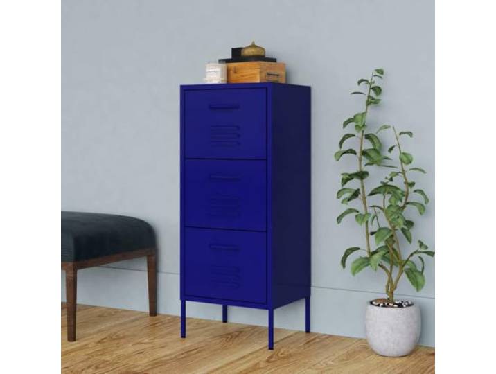 HPUYRFG Lagerschrank Marineblau 42,5x35x101,5 cm Stahl Anrichte Stahlkonstruktion, vollausziehbare Schubladen, kugelgelagerte Schienen, Nivellierer für Höhenanpassung