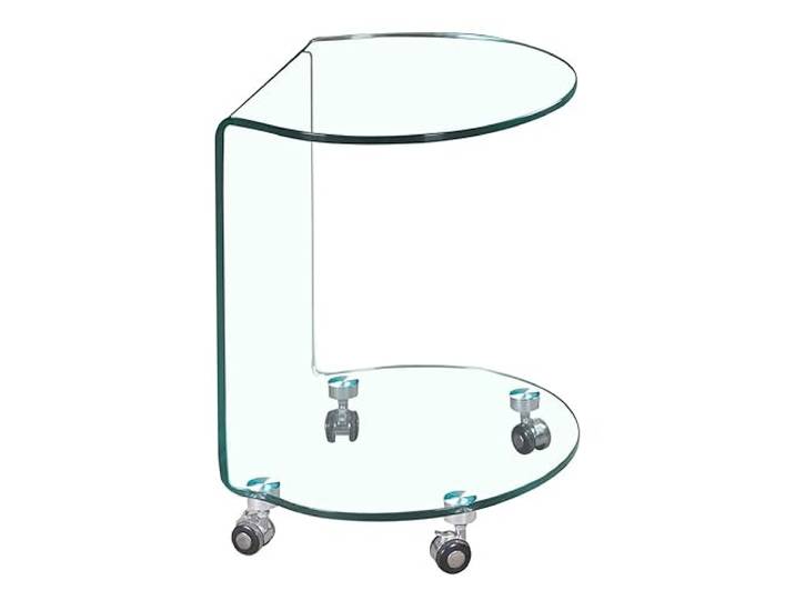 Meubletmoi Runder Beistelltisch aus Glas - Endtisch aus transparentem Glas auf Rollen - Ambiance Modern - Ice