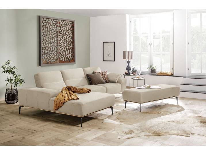 Ecksofa, Longlife Leder Z73, Elfenbein, 319×178 cm, L-Form, Modern, W.SCHILLIG