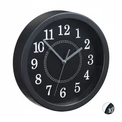 Relaxdays Wanduhr rund, Ø 20cm, Kleine Uhr zum Aufhängen, Klassisches Design, batteriebetrieben, Sekundenzeiger, Schwarz
