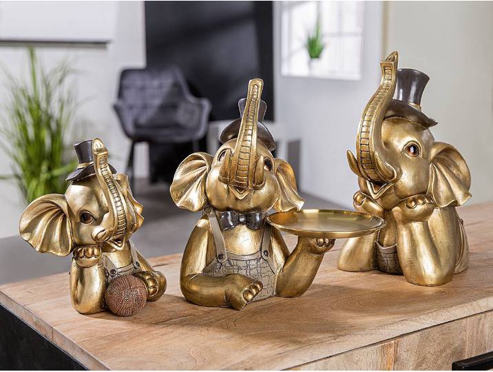 Skulptur Elefant Maroni Typ B 15 x 29 x 24cm Gold