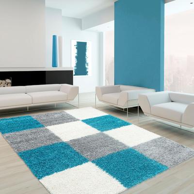Ayyildiz Teppiche "Life Shaggy 1501" rechteckig 30 mm Höhe Langflor, robust, Karo, Wohnzimmer