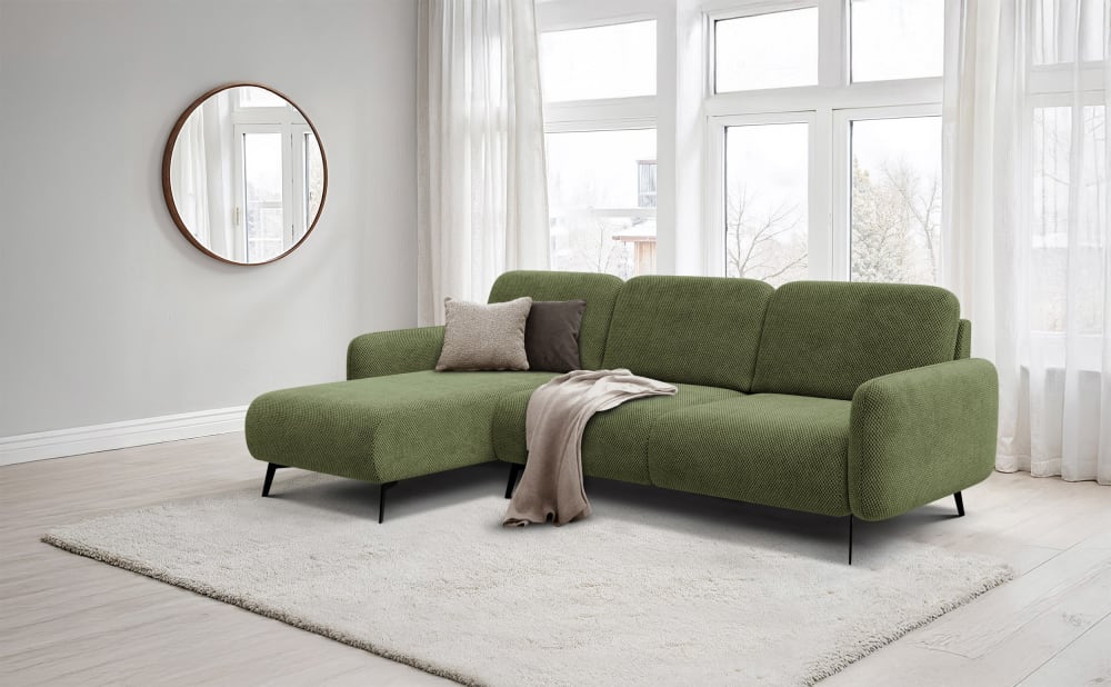 Wozimo Canapé d angle 4 places gauche , olive Vert 264x82x157cm