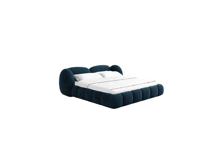 Design Polsterbett „Amara“ mit Ablagefach, Samt Dunkelblau BLOOMINGLOFT Collection
