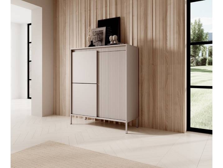 MOEBLO Kommode Rifaro A 3D (geriffelte-Fronten, Sideboard Wohnzimmer Kommode Schlafzimmer Komodenschrank Highboard, Push-to-open-Öffnung), (BxHxT):103x123x39 cm