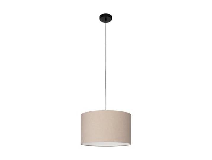 Eglo Suspension luminaire Feniglia\, lustre pour salon et salle à manger lampe de plafond suspendue en lin naturel et métal noir\, douille E27\, Ø 38 cm