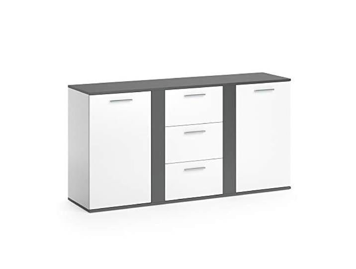 Vicco Kommode Novelli, Anthrazit, 40 x 80 cm mit Schubladen, zur Aufbewahrung von Kleidung, Accessoires und Haushaltsgegenständen