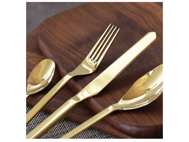 24 pièces de couteaux, fourchettes et cuillères à dessert simples, style nordique doré Lyon Arthur, ensemble de couverts pour la maison et la table de dessert